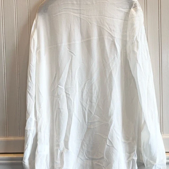 Aritzia Babaton Women's Semi-sheer chiffon blouse Cream White 100% Silk Sheer S - Picture 4 of 14